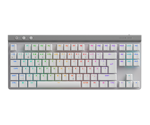 Logitech G515 LIGHTSPEED TKL Tactile gaming-tastatur i hvit, sett ovenfra